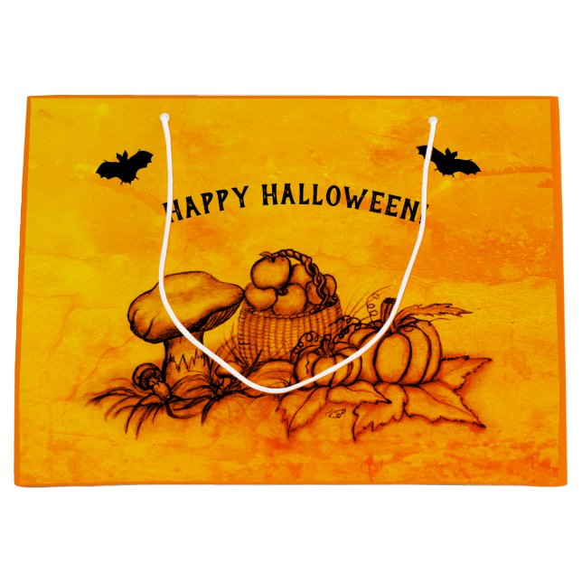 Herbst, glückliches Halloween! Große Geschenktüte (Vorderseite)