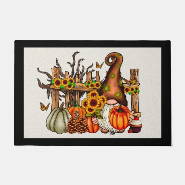 Herbst-Gnom-Türmatte Fußmatte (Vorderseite)