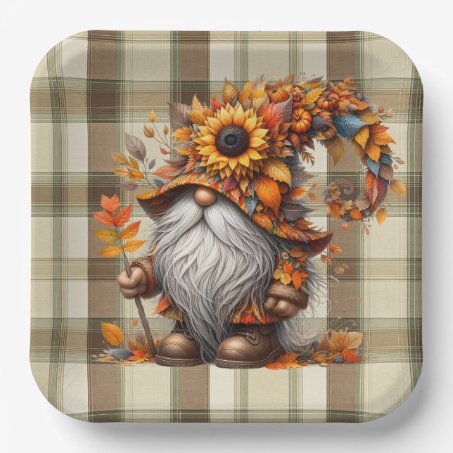 Herbst-Gnome Pappteller (Vorderseite)