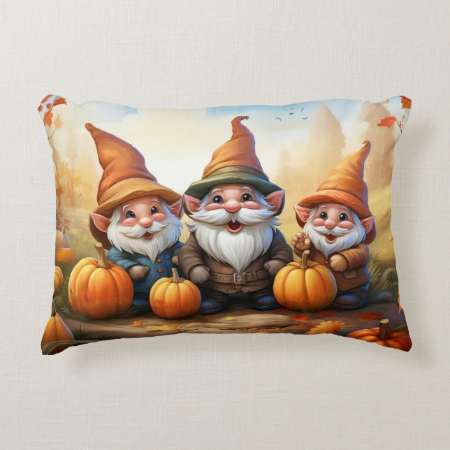 Herbst-Gnome-Throw Dekokissen (Vorderseite)