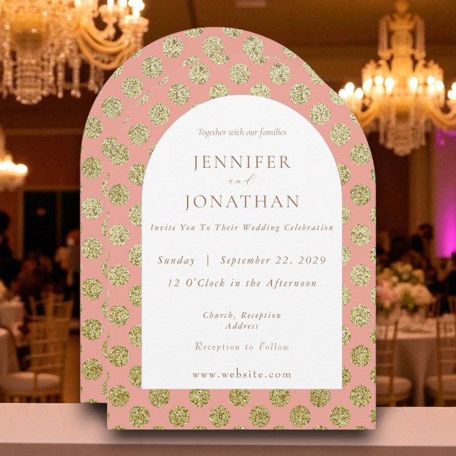 Herbst Gold Polka Dots Einladung Hochzeit (Von Creator hochgeladen)