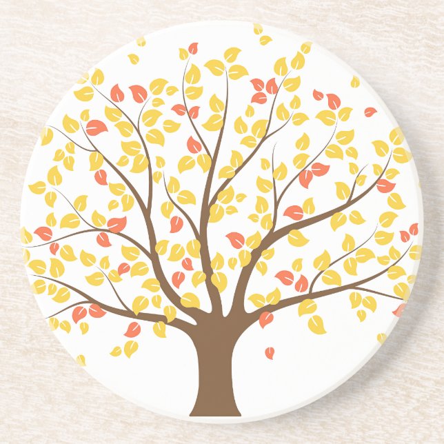Herbst-Gold-Tree Sandstein Untersetzer (Vorne)