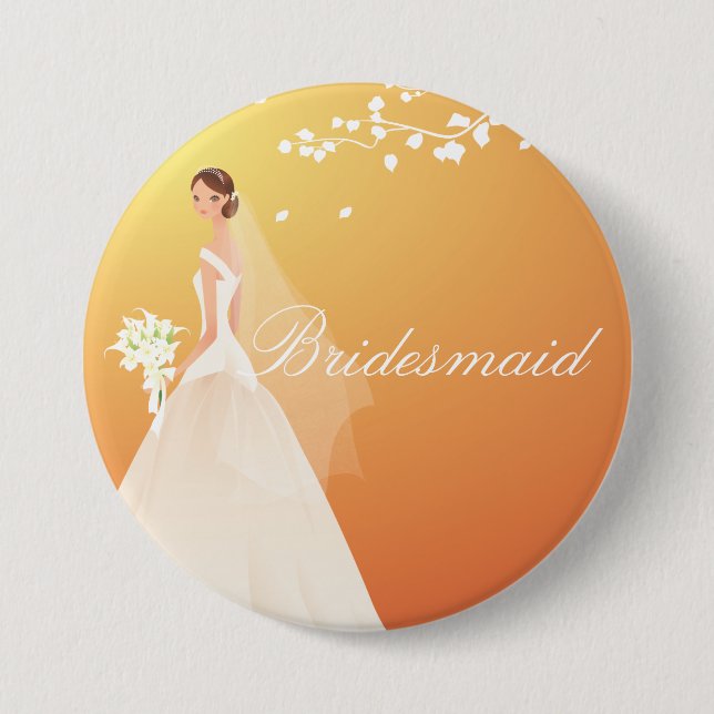 Herbst-Goldbraut-Brautjungfern-Braut-Party-Knopf Button (Vorderseite)