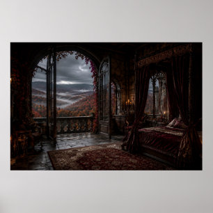 Herbst-Gotik-Baldachin-Schlafzimmerposter Poster