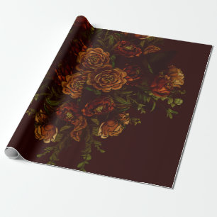 Herbst-Gotische-Hochzeit Rustikal Orange Weinrot Geschenkpapier