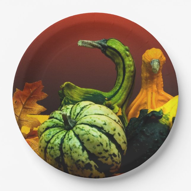 Herbst Gourds Rustikale Herbsthochzeitfarben Pappteller (Vorderseite)