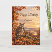 Herbst-Großohrkauz-Wald-Geburtstag