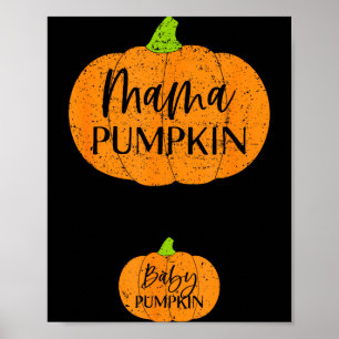 Herbst Halloween Erntedankfest Mama und Baby Kürbi Poster