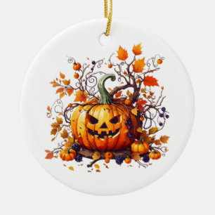 herbst halloween lustiger kürbis keramik ornament