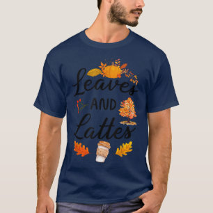 Herbst Halloween Women Blätter Lattes Pumpkin T-Shirt