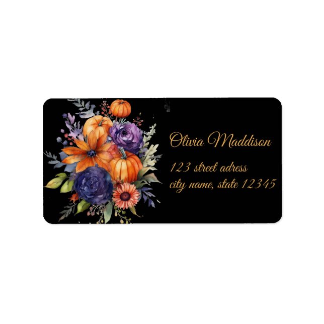 Herbst Hallowen Black Moon Bat Ghost Adressaufkleber (Vorne)