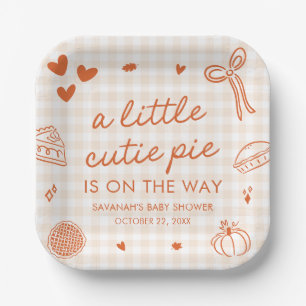 Herbst Handgezeichnete Baby-Party 'A Little Cutie Pappteller