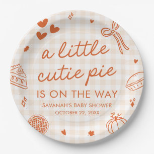 Herbst Handgezeichnete Baby-Party 'A Little Cutie Pappteller