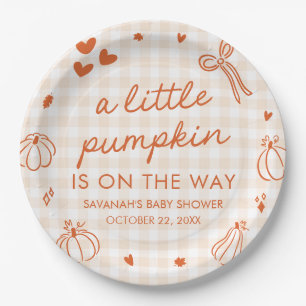 Herbst Handgezeichnete Kleine Kürbis-Baby-Party Pappteller