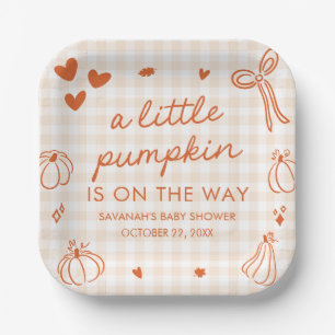 Herbst Handgezeichnete Kleine Kürbis-Baby-Party Pappteller