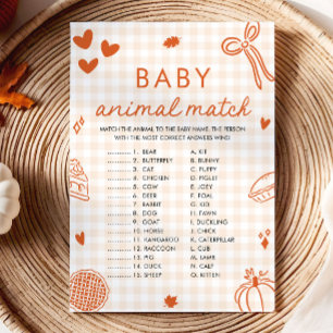 Herbst Handgezeichnetes Baby-Tier-Match Baby Showe Einladung