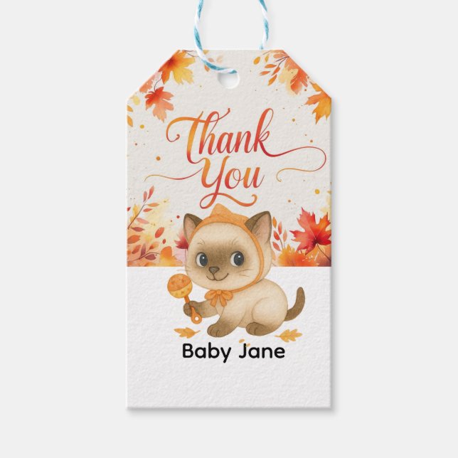 Herbst Herbst Babydusche für Katzenliebhaber Geschenkanhänger (Vorderseite)