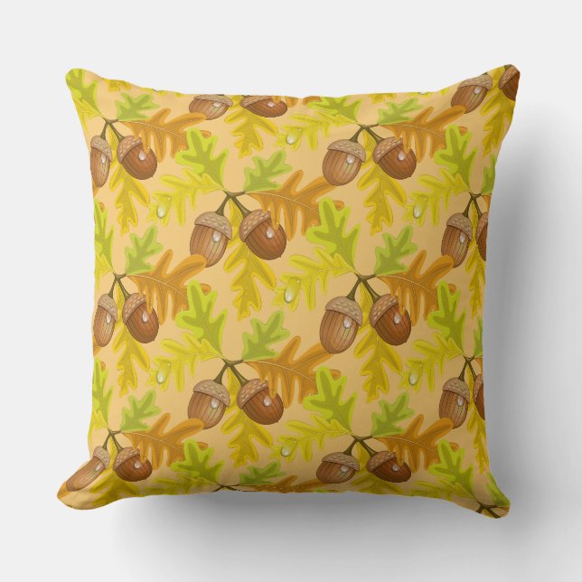 Herbst Herbst Blätter Acorn Throw Kissen (Vorderseite)