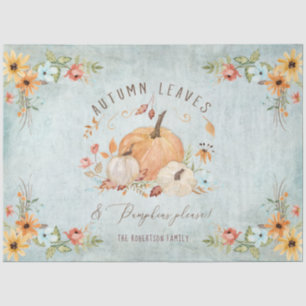 Herbst Herbst Blätter Floral Pumpkin Orange White  Seidenpapier