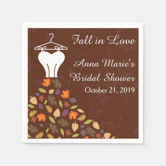 Herbst Herbst Blätter Hochzeitskleid Brautparty Serviette (Vorderseite)
