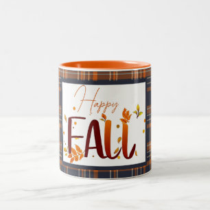 Herbst/Herbst/Blätter/kariert Zweifarbige Tasse
