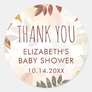 Herbst Herbst Blätter Wasserfarben Babydusche Runder Aufkleber