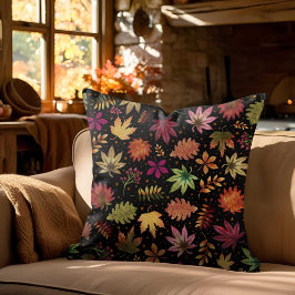 Herbst Herbst bleibt Halloween-Muster auf schwarz Kissen