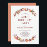 Herbst/Herbst Blumenladen 50. Geburtstagsparty Ein Einladung<br><div class="desc">Im Herbst dieses Jahres Blumengeburtstags lädt das Design zu einem schönen Kranz mit einem Herbstfarben-Schema ein. Mehr passende Artikel in meinem Shop BaraBomDesign.</div>