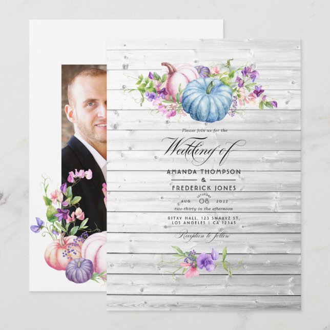 Herbst - Herbst Blütenwetter-Hochzeit Einladung (Vorne/Hinten)