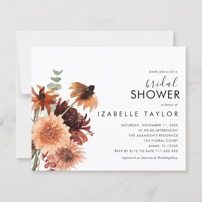 Herbst Herbst Brautparty Terracotta Einladung (Vorderseite)