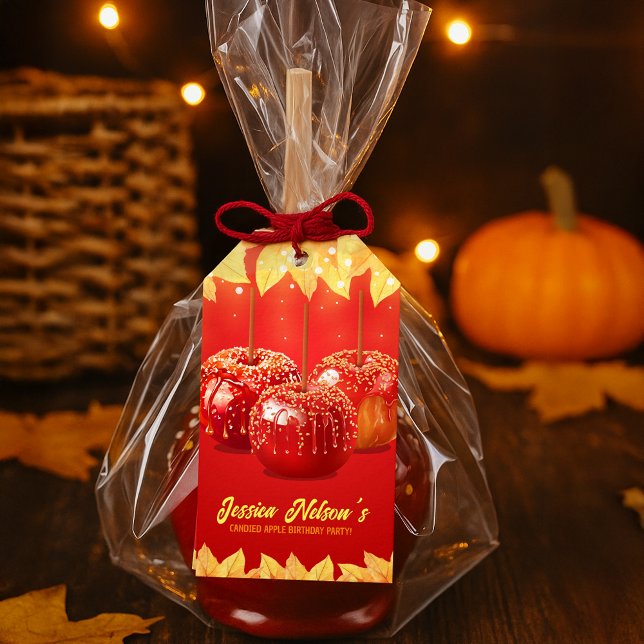Herbst Herbst Canded Apple Party Geschenkanhänger (Fall Autumn Candied Apple Party Gift Tags
)