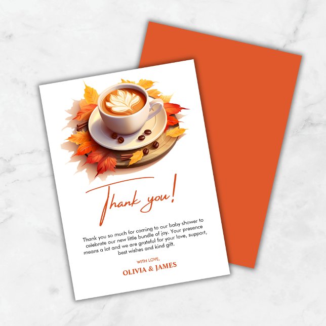 Herbst Herbst Ein Baby wird Kaffee Baby Dusche Dankeskarte (Fall Autumn A Baby is Brewing Coffee Baby Shower Thank You Card )