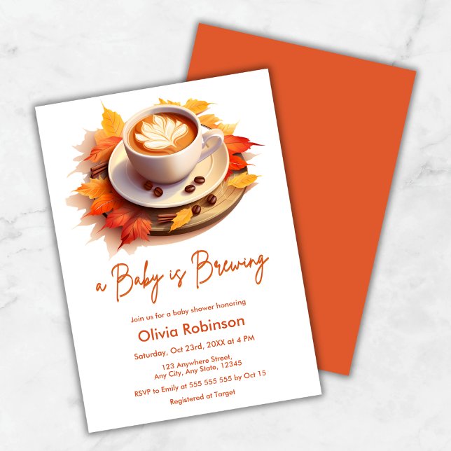 Herbst Herbst Ein Baby wird Kaffee Baby Dusche Einladung (Fall Autumn A Baby is Brewing Coffee Baby Shower Invitation )