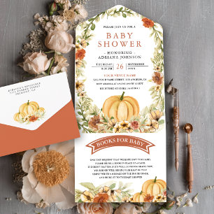 Herbst Herbst Erthy Floral Pumpkin Baby Shooting All In One Einladung