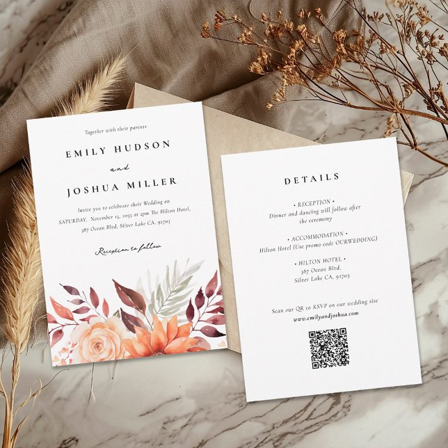 Herbst Herbst Floral Boho All in One Wedding Einladung (Von Creator hochgeladen)