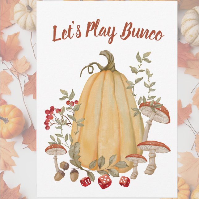 Herbst Herbst Floral Pumpkin Bunco Einladung (Autumn, Fall, Thanksgiving Bunco Party Invitation, )