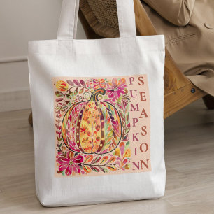 Herbst Herbst Floral Pumpkin Wasserfarbe Pastell B Tragetasche