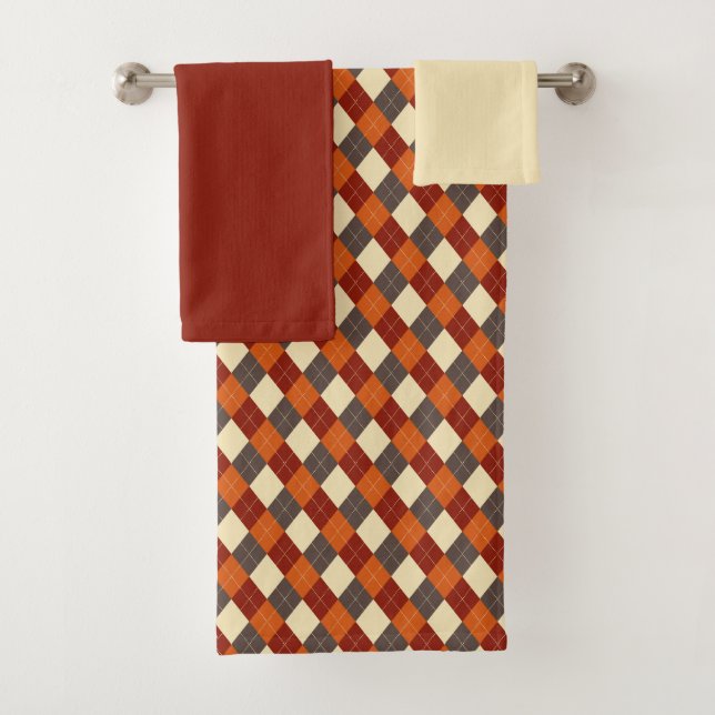 Herbst/Herbst Gingham-Muster Badhandtuch Set (Insitu)