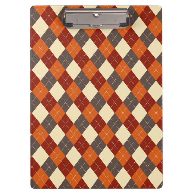Herbst/Herbst Gingham-Muster Klemmbrett (Vorderseite)