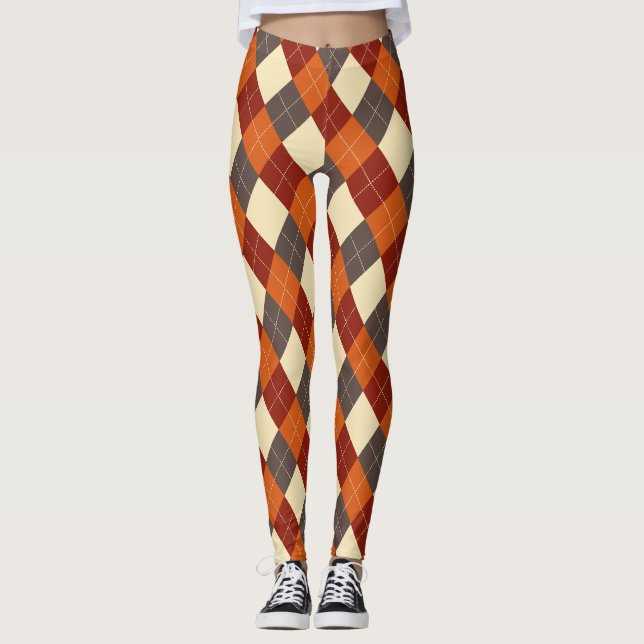Herbst/Herbst Gingham-Muster Leggings (Vorderseite)