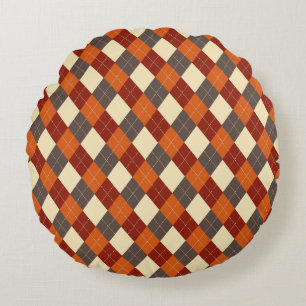 Herbst/Herbst Gingham-Muster Rundes Kissen