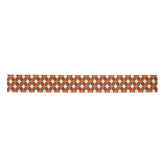 Herbst/Herbst Gingham-Muster Satinband (Vorderseite)