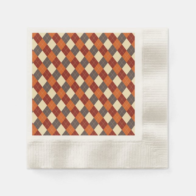Herbst/Herbst Gingham-Muster Serviette (Vorderseite)