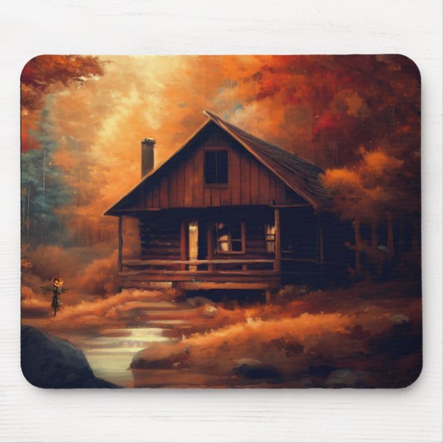 Herbst/Herbst/Halloween/rustikale Malerei Mousepad (Vorne)