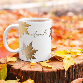 Herbst Herbst Herbstlaube Einfache Vegetation Kaffeetasse