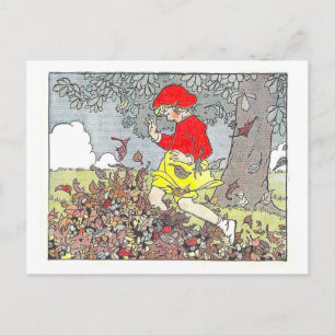 Herbst/Herbst-Illustration "Spielen in den Blätter Postkarte