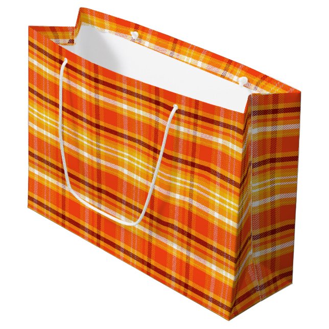 Herbst Herbst Kariert Große Geschenktüte (Vorderseite Schrägansicht)