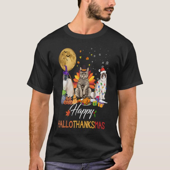 Herbst Herbst Niedlich Cat Halloween Erntedank Chr T-Shirt (Vorderseite)