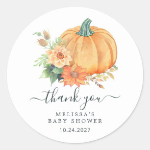 Herbst/Herbst Pumpkin Floral Baby Dusche Danke Runder Aufkleber