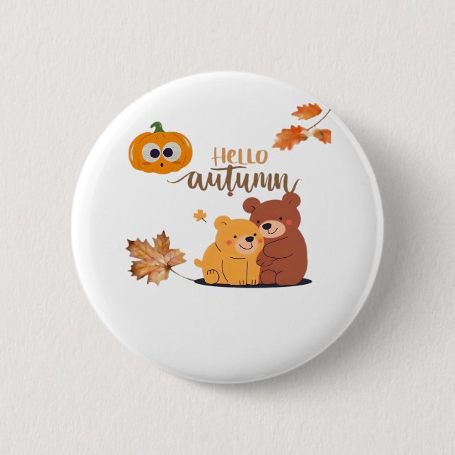 Herbst Herbst Shirt, Erntedank Shirt, Fall Pumpki Button (Vorderseite)